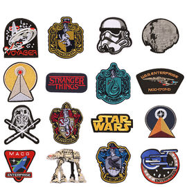 Fabric Damask Cloth Sew On Embroidered Badges Woven Patch With Velcro Hook