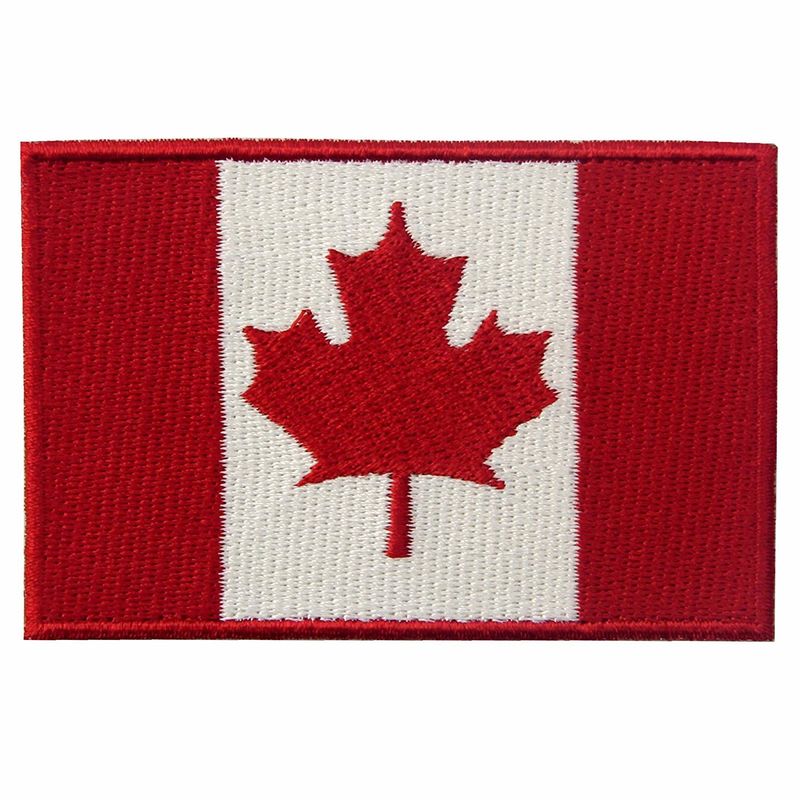 Canda Sew On Iron On Flag Patches Embroidery , Washable 3D Clothing Brand Patches